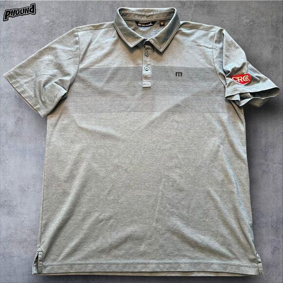 Travis Mathew Polo Shirt Mens XL Gray Golf CRC Patch Performance Stretch Peru - Picture 1 of 8